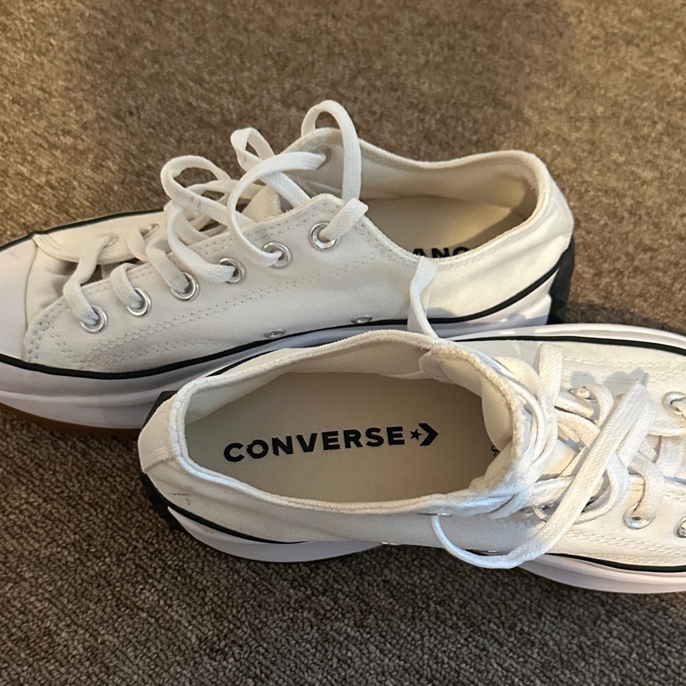 Converse White and Black Platform Sneakers - Picture 2 of 5
